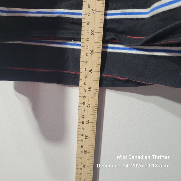 Vans X-Large Black Striped Cotton T-Shirt Short Sleeve Casual Skate Tee - Picture 5 of 7